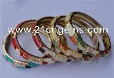 CEB08 5pcs 10mm width gold plated alloy with rhinestone & enamel bangles