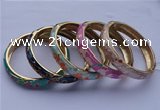 CEB09 5pcs 11.5mm width gold plated alloy with enamel bangles wholesale