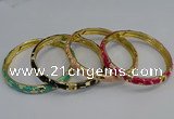 CEB106 7mm width gold plated alloy with enamel bangles wholesale