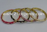 CEB107 7mm width gold plated alloy with enamel bangles wholesale