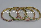 CEB114 6mm width gold plated alloy with enamel bangles wholesale