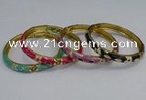 CEB116 7mm width gold plated alloy with enamel bangles wholesale