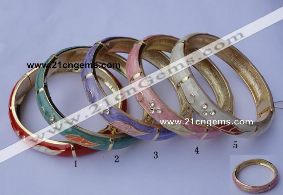 CEB15 5pcs 10mm width gold plated alloy with rhinestone & enamel bangles