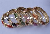 CEB16 5pcs 13.5mm width gold plated alloy with rhinestone & enamel bangles