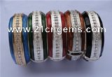 CEB17 5pcs 24.5mm width silver plated alloy with rhinestone & enamel bangle