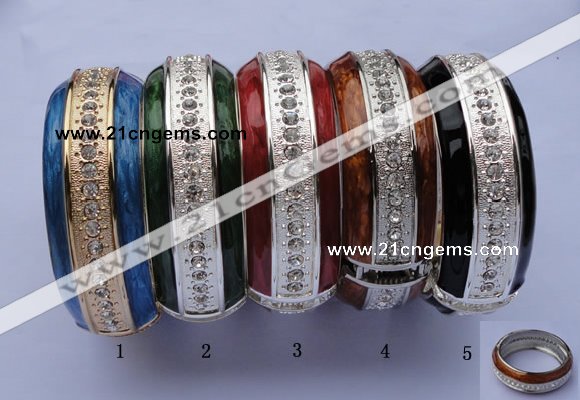 CEB17 5pcs 24.5mm width silver plated alloy with rhinestone & enamel bangle