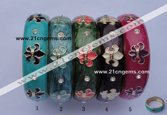 CEB19 5pcs 18mm width gold plated alloy with rhinestone & enamel bangles