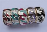 CEB20 5pcs 31mm width gold plated alloy with rhinestone & enamel bangles