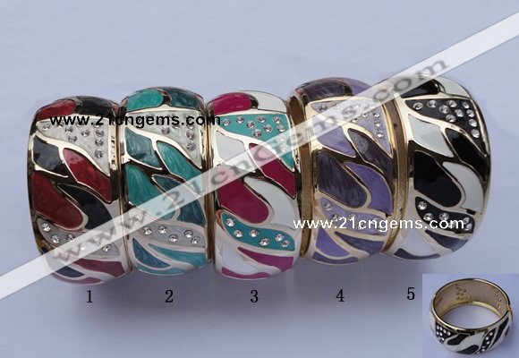 CEB20 5pcs 31mm width gold plated alloy with rhinestone & enamel bangles