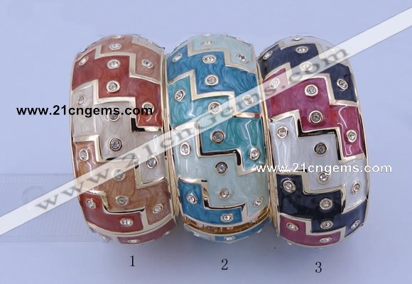 CEB25 5pcs 33mm width gold plated alloy with rhinestone & enamel bangles