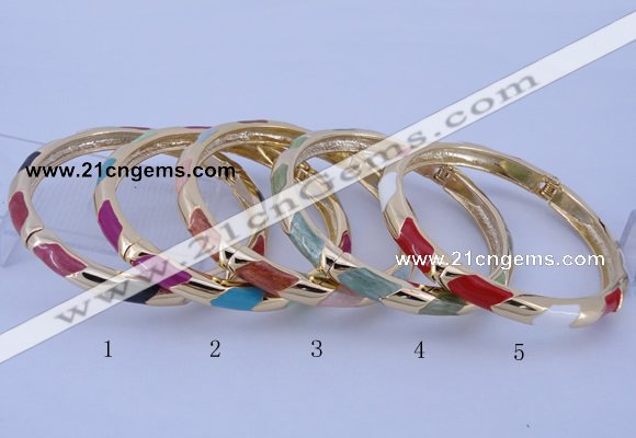 CEB28 5pcs 7mm width gold plated alloy with enamel bangles