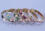 CEB32 5pcs 10mm width gold plated alloy with enamel bangles