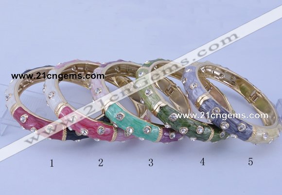 CEB37 5pcs 12mm width gold plated alloy with enamel rhinestone & bangles