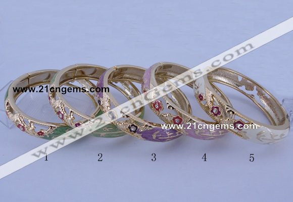 CEB38 5pcs 14mm width gold plated alloy with enamel rhinestone & bangles