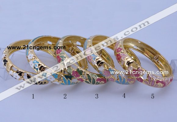 CEB39 5pcs 14mm width gold plated alloy with enamel bangles