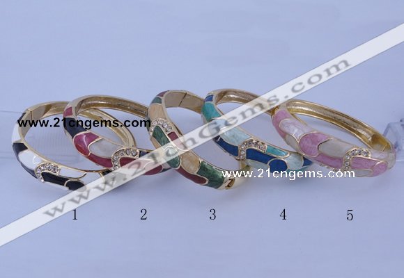 CEB43 5pcs 17mm width gold plated alloy with enamel rhinestone & bangles