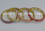 CEB50 7mm width gold plated alloy with enamel bangles wholesale