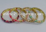 CEB52 7mm width gold plated alloy with enamel bangles wholesale