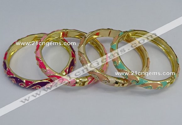 CEB52 7mm width gold plated alloy with enamel bangles wholesale