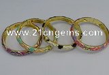 CEB55 7mm width gold plated alloy with enamel bangles wholesale