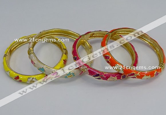 CEB57 7mm width gold plated alloy with enamel bangles wholesale