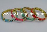 CEB62 9mm width gold plated alloy with enamel bangles wholesale