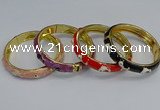 CEB63 9mm width gold plated alloy with enamel bangles wholesale