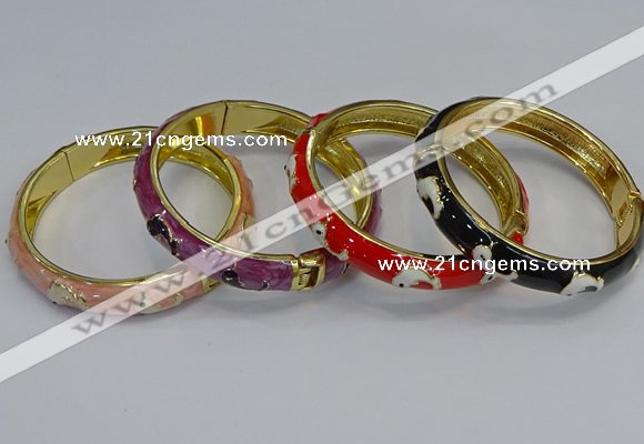 CEB63 9mm width gold plated alloy with enamel bangles wholesale