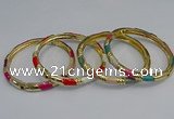 CEB73 6mm width gold plated alloy with enamel bangles wholesale