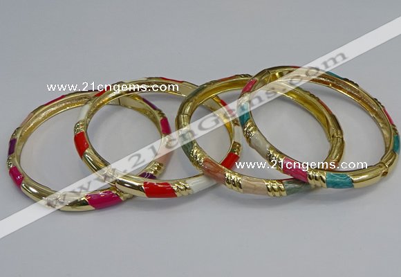 CEB73 6mm width gold plated alloy with enamel bangles wholesale