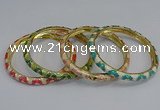 CEB74 6mm width gold plated alloy with enamel bangles wholesale