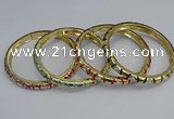 CEB85 7mm width gold plated alloy with enamel bangles wholesale