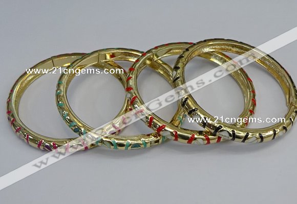 CEB85 7mm width gold plated alloy with enamel bangles wholesale