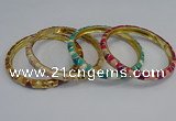 CEB86 7mm width gold plated alloy with enamel bangles wholesale