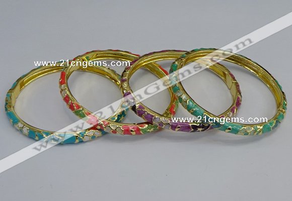 CEB92 6mm width gold plated alloy with enamel bangles wholesale