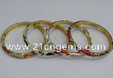 CEB98 6mm width gold plated alloy with enamel bangles wholesale