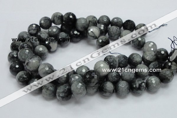 CEE24 15.5 inches 18mm faceted round eagle eye jasper beads wholesale