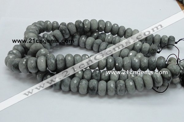 CEE26 15.5 inches 10*18mm faceted rondelle eagle eye jasper beads