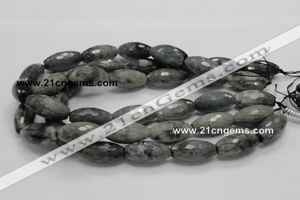 CEE32 15.5 inches 15*30mm faceted rice eagle eye jasper beads