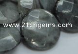 CEE39 15.5 inches 25mm faceted coin eagle eye jasper beads wholesale