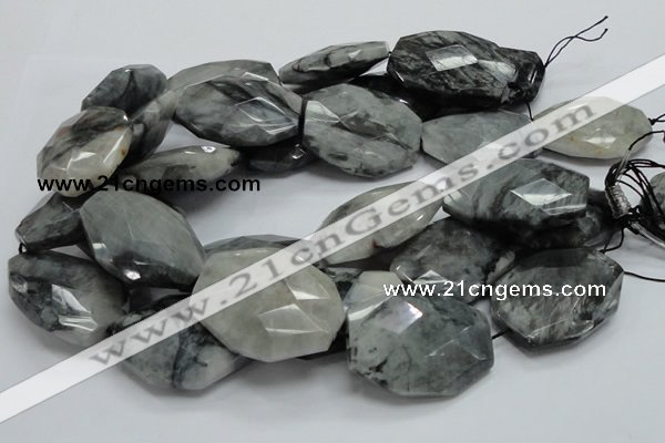 CEE47 15.5 inches 32*40mm faceted freeform eagle eye jasper beads
