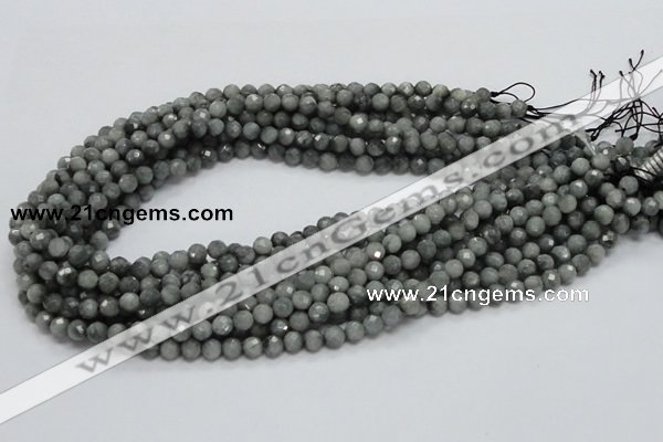 CEE48 15.5 inches 4mm faceted round eagle eye jasper beads wholesale