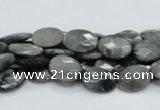 CEE50 15.5 inches 8*10mm faceted oval eagle eye jasper beads