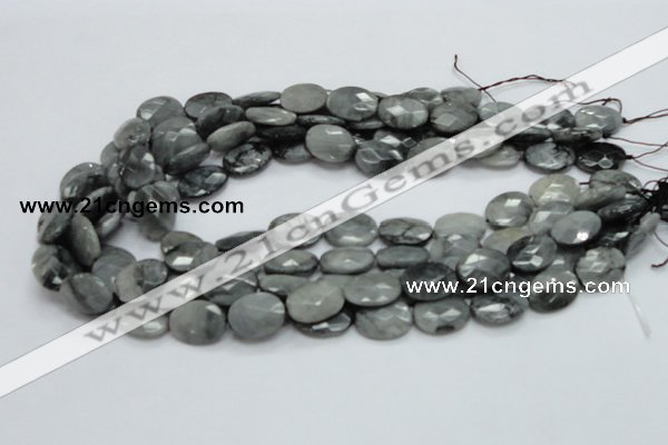 CEE50 15.5 inches 8*10mm faceted oval eagle eye jasper beads