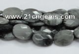 CEE52 15.5 inches 10*14mm faceted oval eagle eye jasper beads