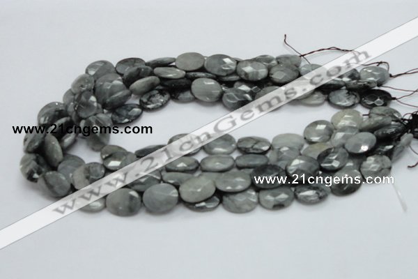 CEE52 15.5 inches 10*14mm faceted oval eagle eye jasper beads