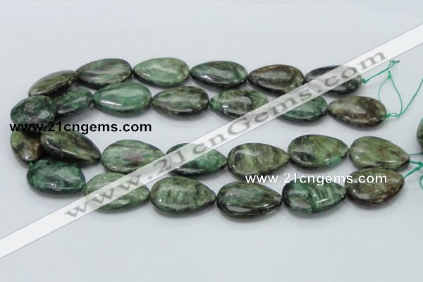 CEM09 15.5 inches 23*30mm flat teardrop emerald gemstone beads