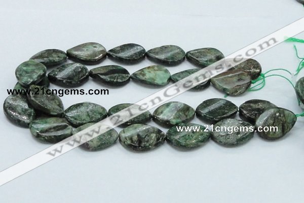 CEM29 15.5 inches 22*30mm twisted teardrop emerald gemstone beads