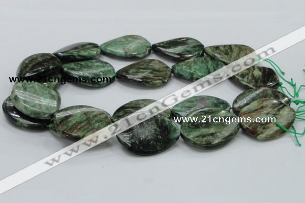 CEM30 15.5 inches 30*40mm twisted teardrop emerald gemstone beads