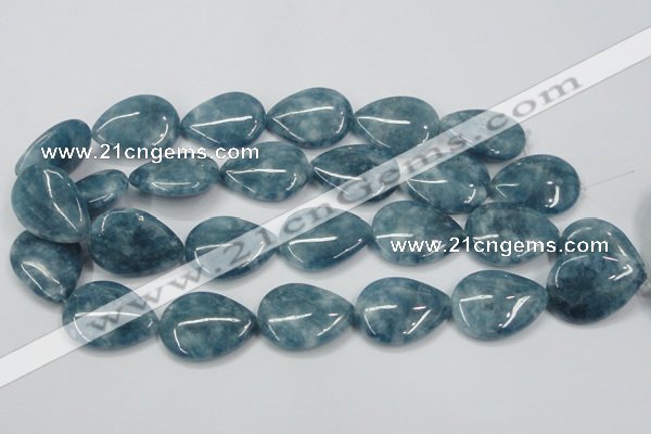 CEQ108 15.5 inches 22*30mm flat teardrop blue sponge quartz beads